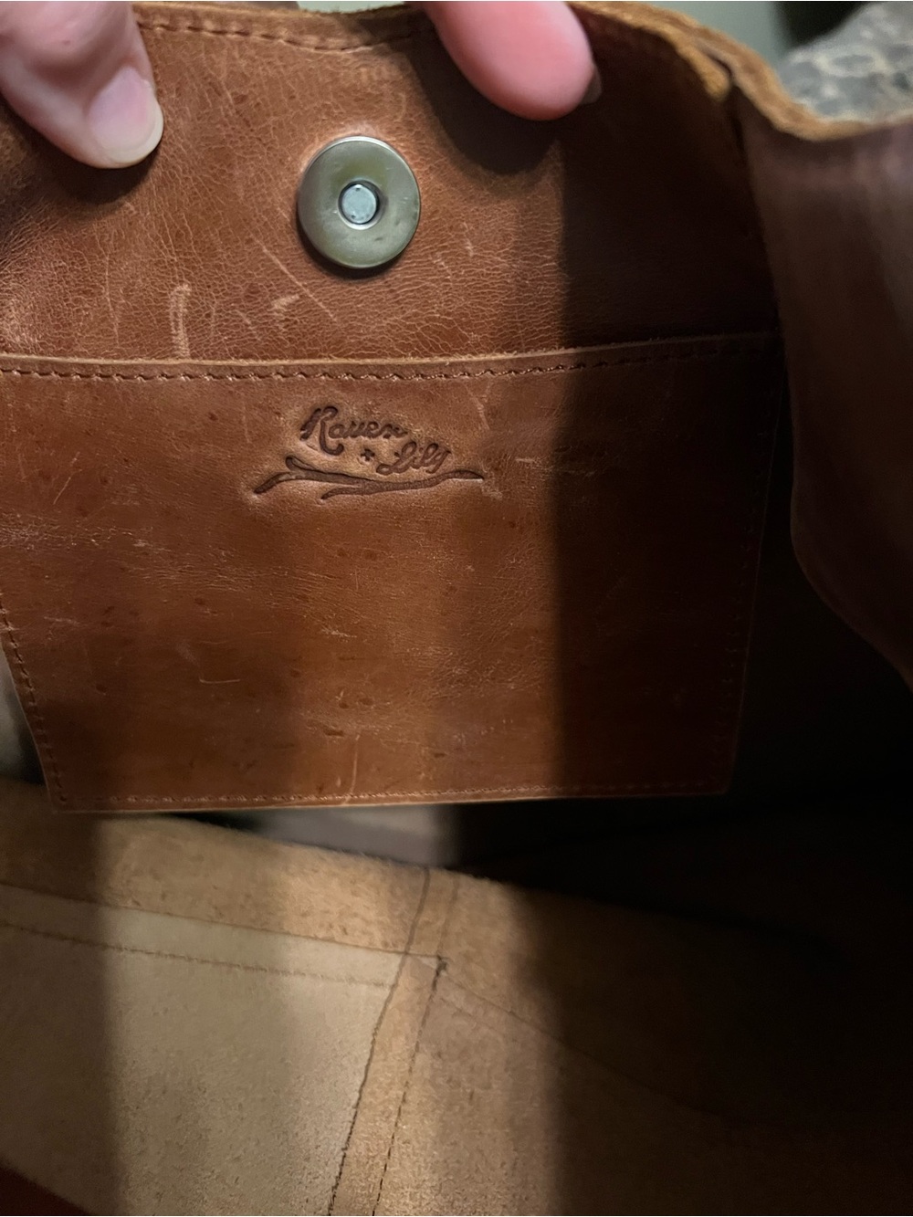 Raven + Lily Chestnut Brown Leather Shoulder Tote - Picture 10 of 10